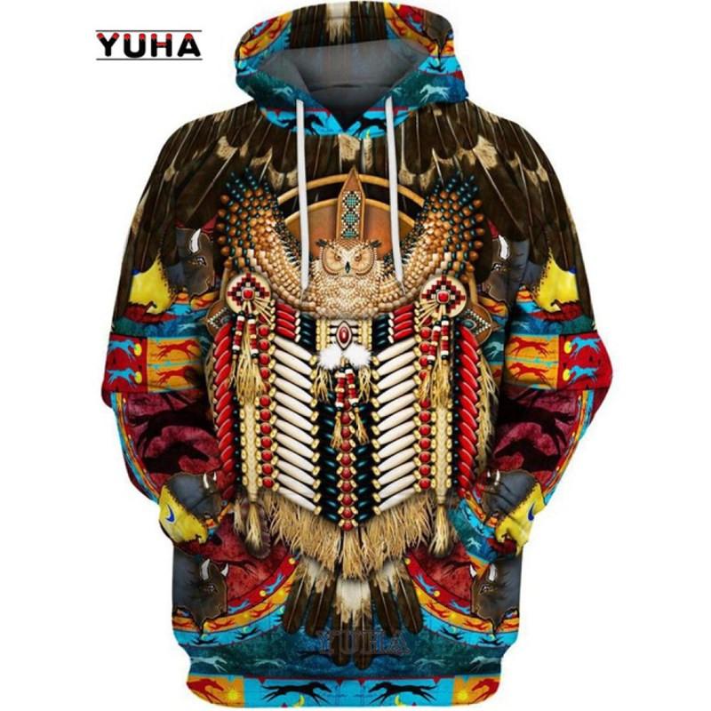 Красивая мужская толстовка с 3D принтом в стиле племени Native Wolf, осенняя толстовка унисекс, пуловер, повседневная уличная одежда, большой размер