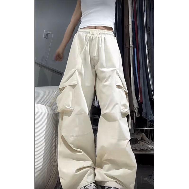 Женские брюки-карго, винтажные модные однотонные брюки с высокой талией и широкими брюками на шнуровке, уличная одежда в стиле хип-хоп, мешковатые технические брюки для бега, большие размеры