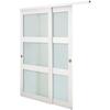 Sliding Closet Door, 1829mm (Double 940mm) x 2032 mm, 3-Lite Frosted Glass Bypass Sliding Doors with Hardware Kit, Solid Wood & MDF Slab with