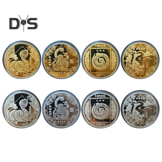 Памятная монета «Змея» 2025 года, коллекционная железная монета в честь китайского Нового года, монета со значком «Год Змеи» для богатства и удачи