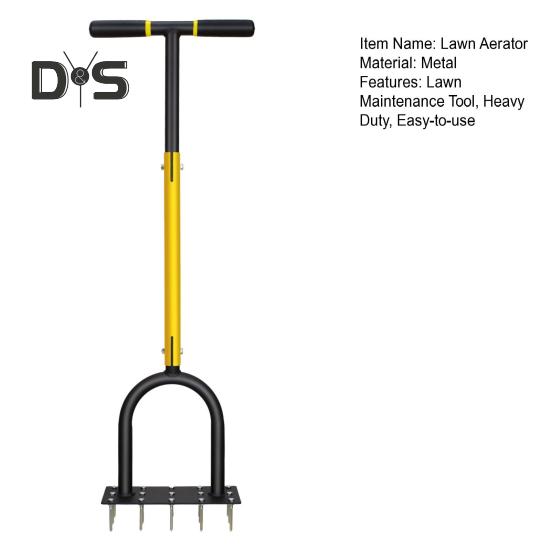 Аэратор для газона Аэратор с 15 зубьями и длинной Т-образной ручкой, мощный инструмент для аэрации, эффективное рыхление почвы, уход за травой и обслуживание газона