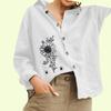 Женская модная рубашка с длинными рукавами, блузка с цветочным принтом и пуговицами, повседневный топ из хлопка и льна