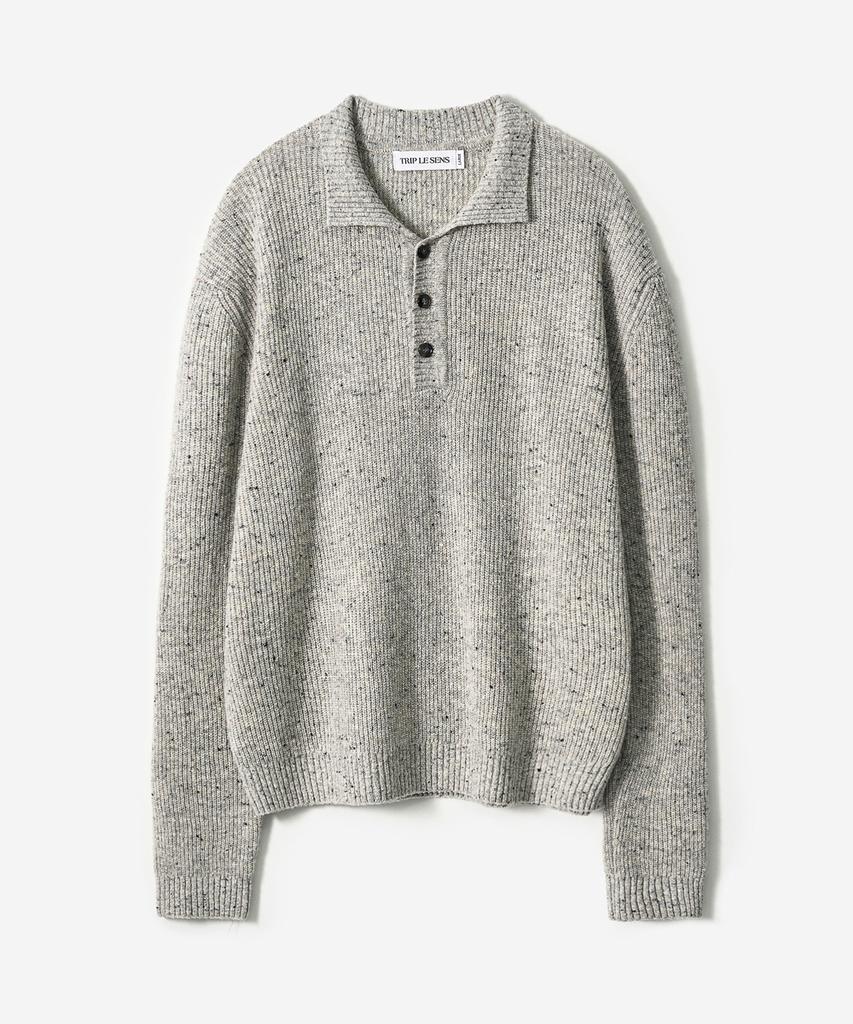 TRIP LE SENS Nef Yarn Wool Collar Knit_Gray