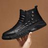 Casual Martin Boots Men's Stupid Autumn New Fashion Men's High-top Waterproof, Non-slip and Wear-resistant Black Leather Boots