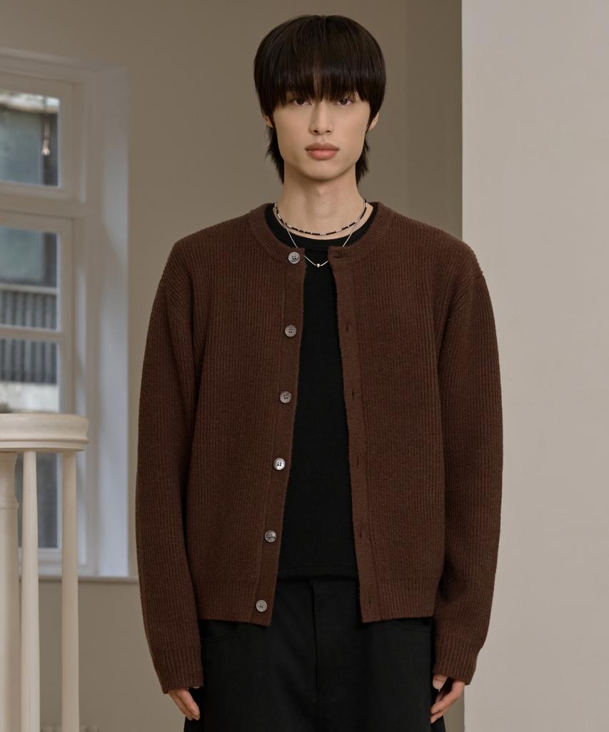 Hyoji Fw Стильный круглый укороченный вязаный кардиган (3 цвета)