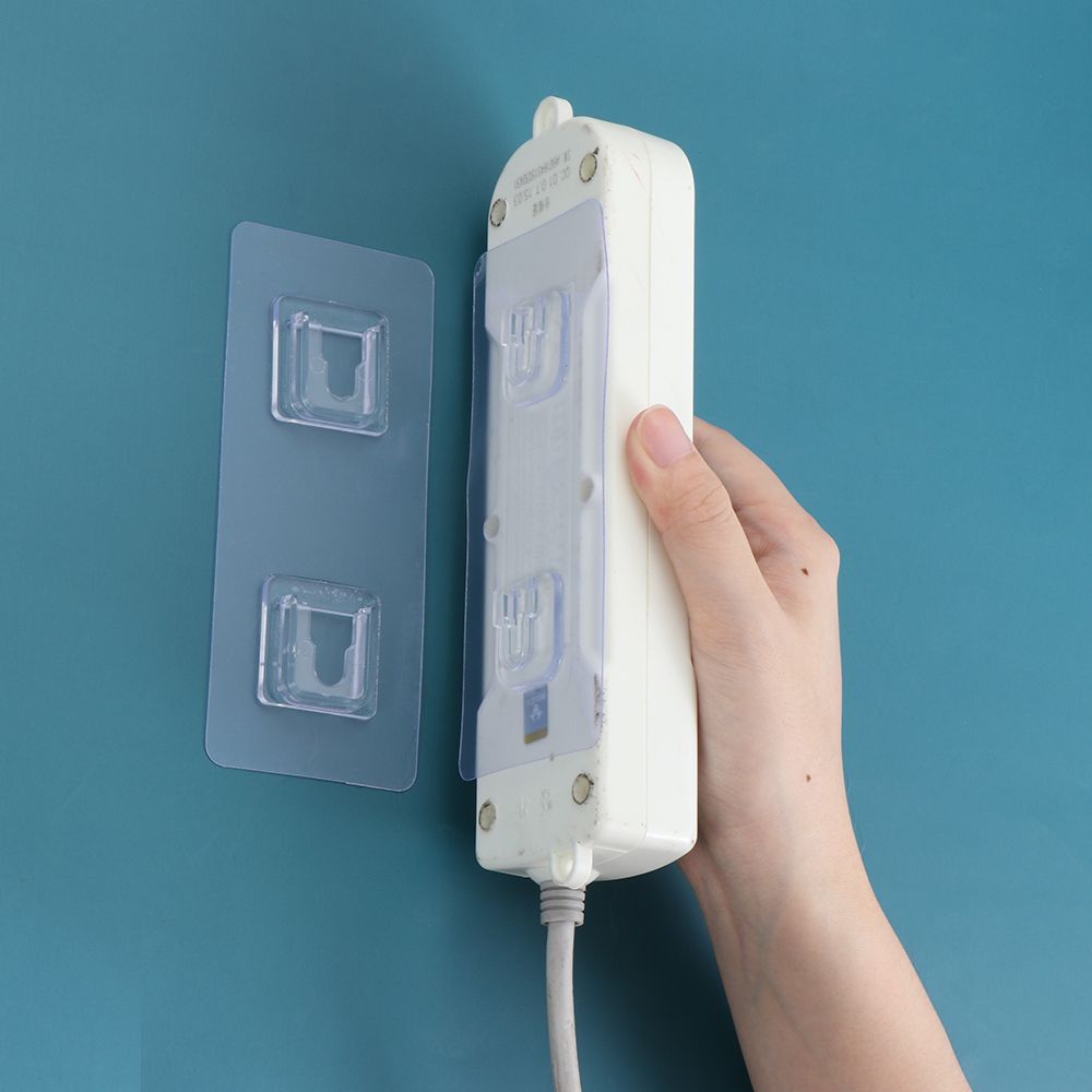 Seamless Punch-free Self-Adhesive Transparent Plug Fixer Plug Sticker Socket Holder
