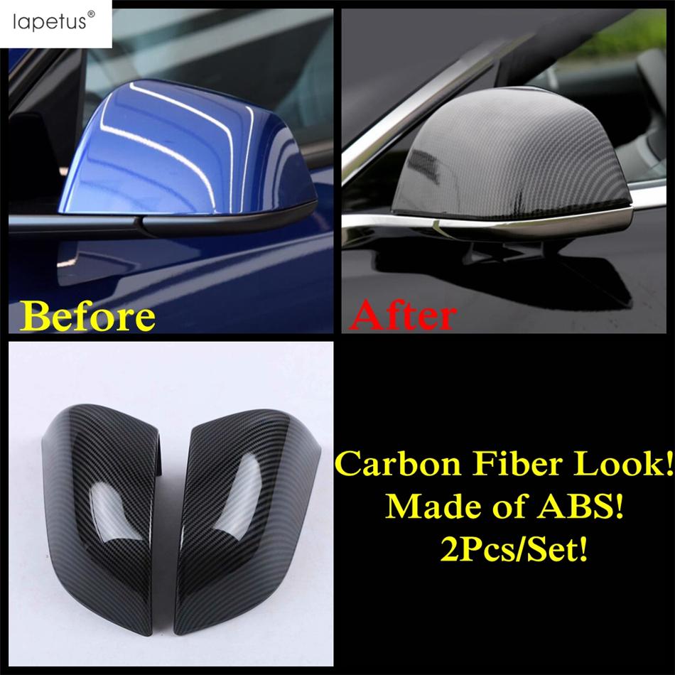 ABS Chrome / Carbon Fiber Accessories For Tesla Model 3 2018 - Rearview Mirror Decor Shell Rain Shade Eyebrow Cover Trim