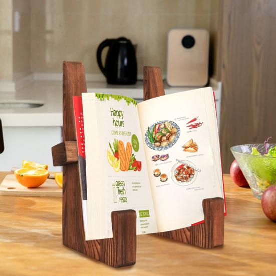 Подставка для кулинарной книги из дерева, кухонная стойка для рецептов, высокая устойчивость, гладкие края, без заусенцев, подставка для кулинарной книги в деревенском стиле