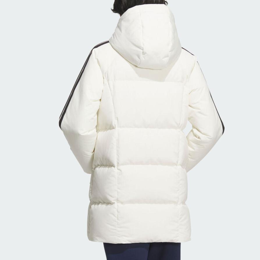 Adidas Женская куртка пуховик с капюшоном, в полоску, на молнии, с длинным рукавом, верхняя одежда KC2485