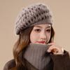 Women's Knitted Beret Cap Polyester Fiber, Hand Washable, Elastic, Woven, Featherless, Warm Winter Beanie Hat