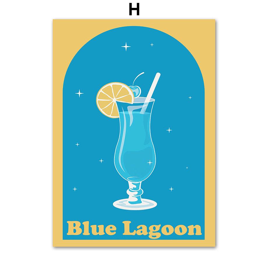 Водка Маргарита Капри Голубая лагуна растение коктейльные постеры и принты настенная живопись на холсте для гостиной декоративные картины