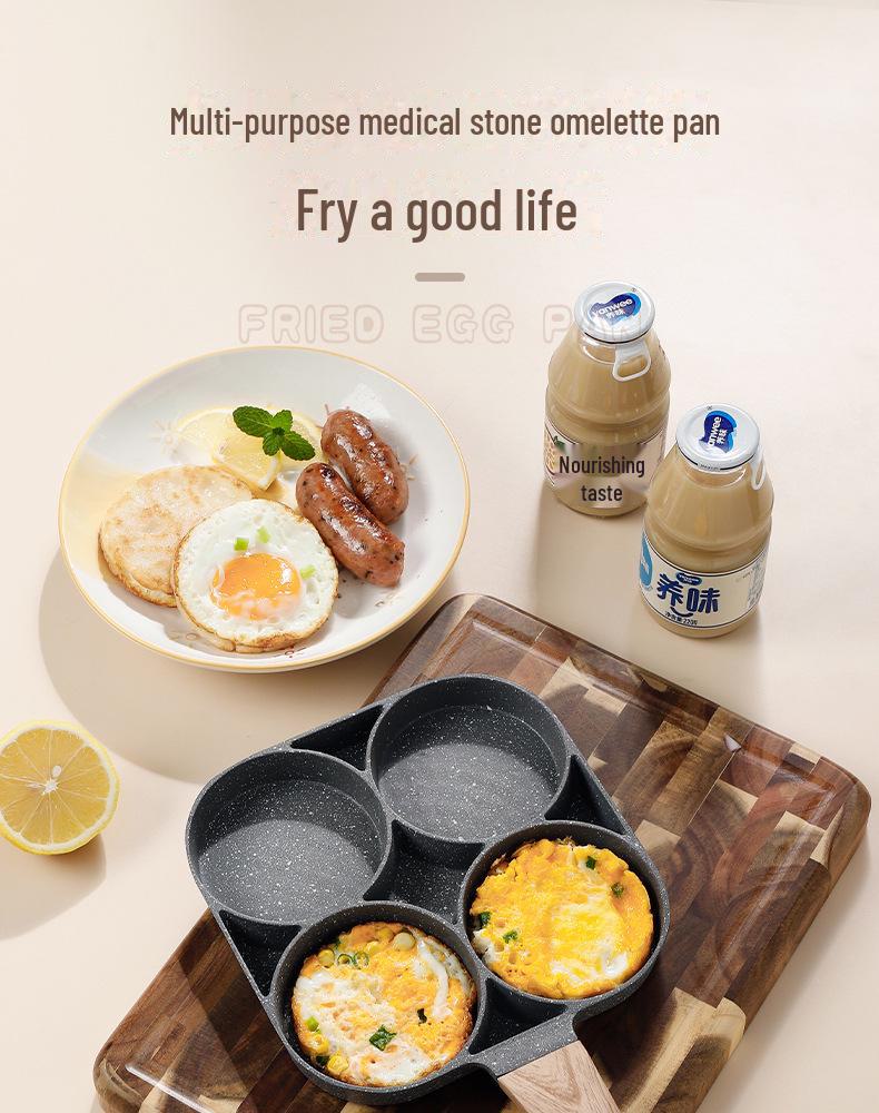 Сковорода с антипригарным покрытием и четырьмя отверстиями для бургеров, яиц и блинов