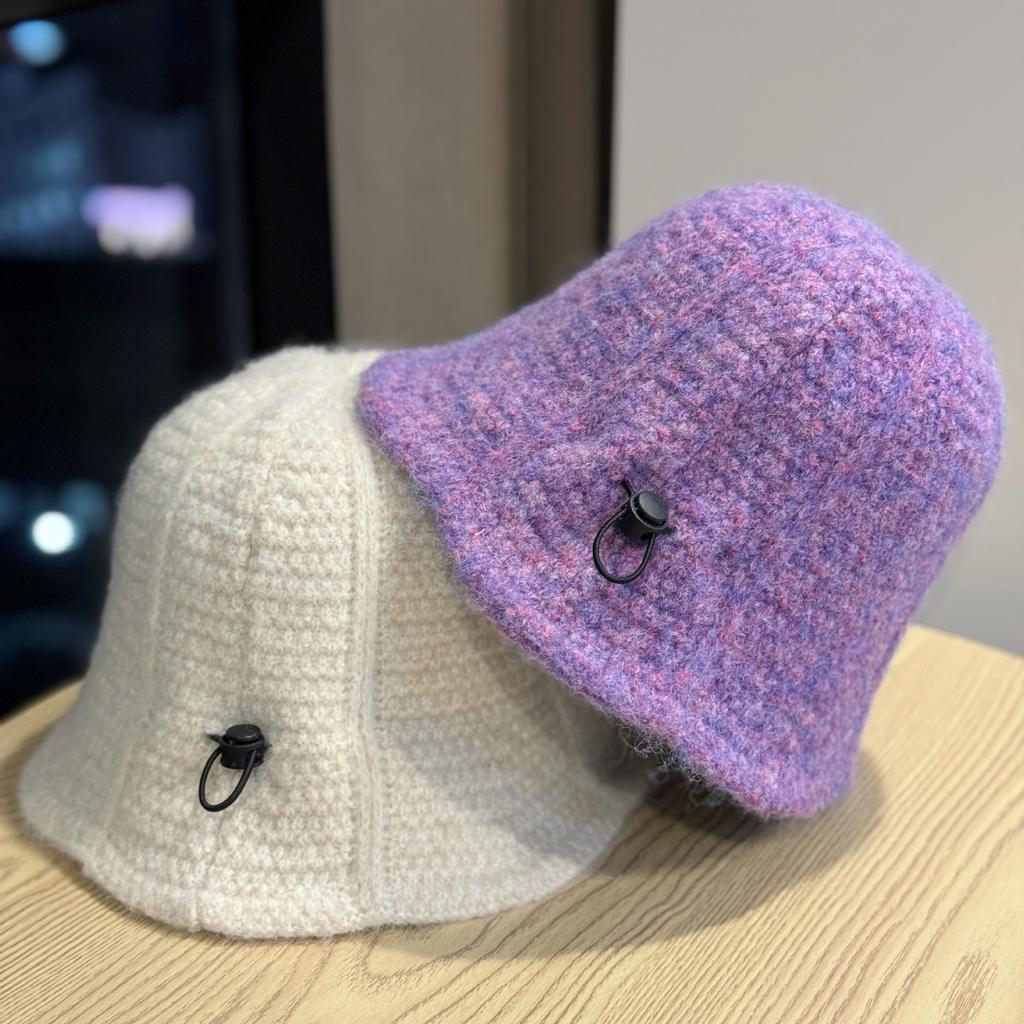 Вязаная рыбацкая шапка в корейском стиле для женщин на осень и зиму, простая панама, утолщенная теплая шерстяная шапка, маленькая шляпа-ведро, подчеркивающая лицо