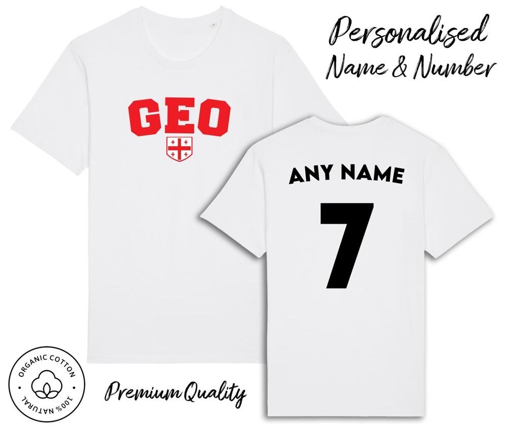 Georgia GEO T-Shirt 2024 Personalised Name and No Adult Kids Baby, Football Euro