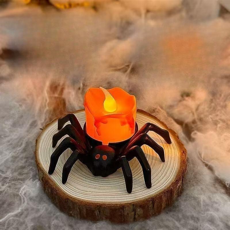 Halloween Pumpkin Lantern Funny Spider Candle Light Atmosphere Holiday Decoration Props Led Ornaments Holiday Gifts