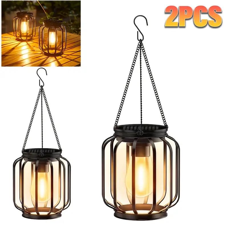 Solar Lanterns Outdoor Lights, Brighter Hanging Solar Lights Outdoor Waterproof, Auto On/Off Outdoor Solar Lights for Garden