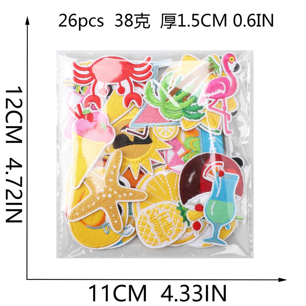 Summer Ice Cream Embroidery Cloth Sticker Tide Play Diving Beach Embroidery Patch Surfboard Bag Embellishment Embroidery Label
