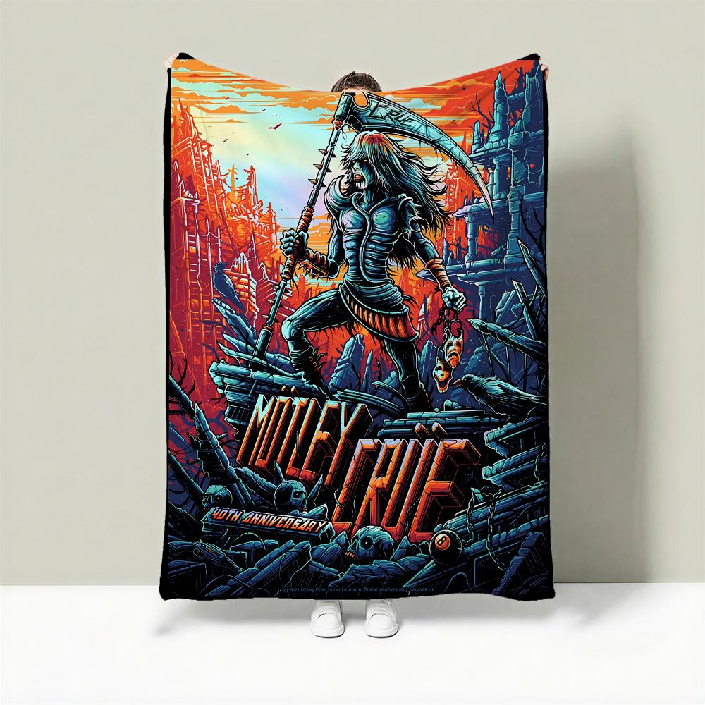 Band M-Motley Crue Throw Lightweight 240g Flannel Blanket Soft Skin-friendly for Summer Cooling