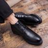 Мужские кожаные ботильоны на шнуровке с высоким голенищем, деловые ботинки высокого качества, нескользящие, мужские повседневные ботинки, деловые оксфорды, формальные