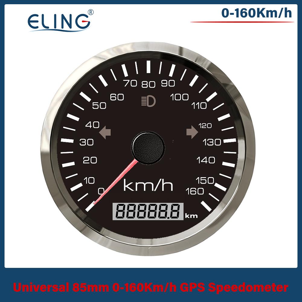 ELING 85мм GPS Спидометр 0-125 миль/ч 0-160 миль/ч 0-200 миль/ч Одометр Левый Правый Дальний свет с Красной Желтой подсветкой для Автомобиля Грузовика RV