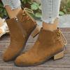 Cross-border Autumn New Large-size Suede Short Tube Rear Lace-up Martin Boots Women's Foreign Trade Simple Thick Heel Round Head Fashion Boots