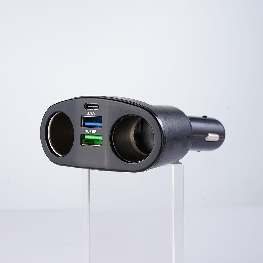 Car Cigarette Lighter Socket Splitter PD QC3.0 Fast Charging 2 USB Charger 5 Ports For Mobile Phone DVR Charging
