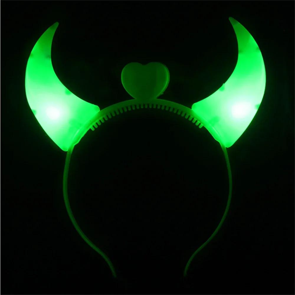 Halloween LED Devil Horn Light Up Headband Glowing Devil Horn Headwear Halloween Christmas Party Cosplay Glowing Decoration Prop