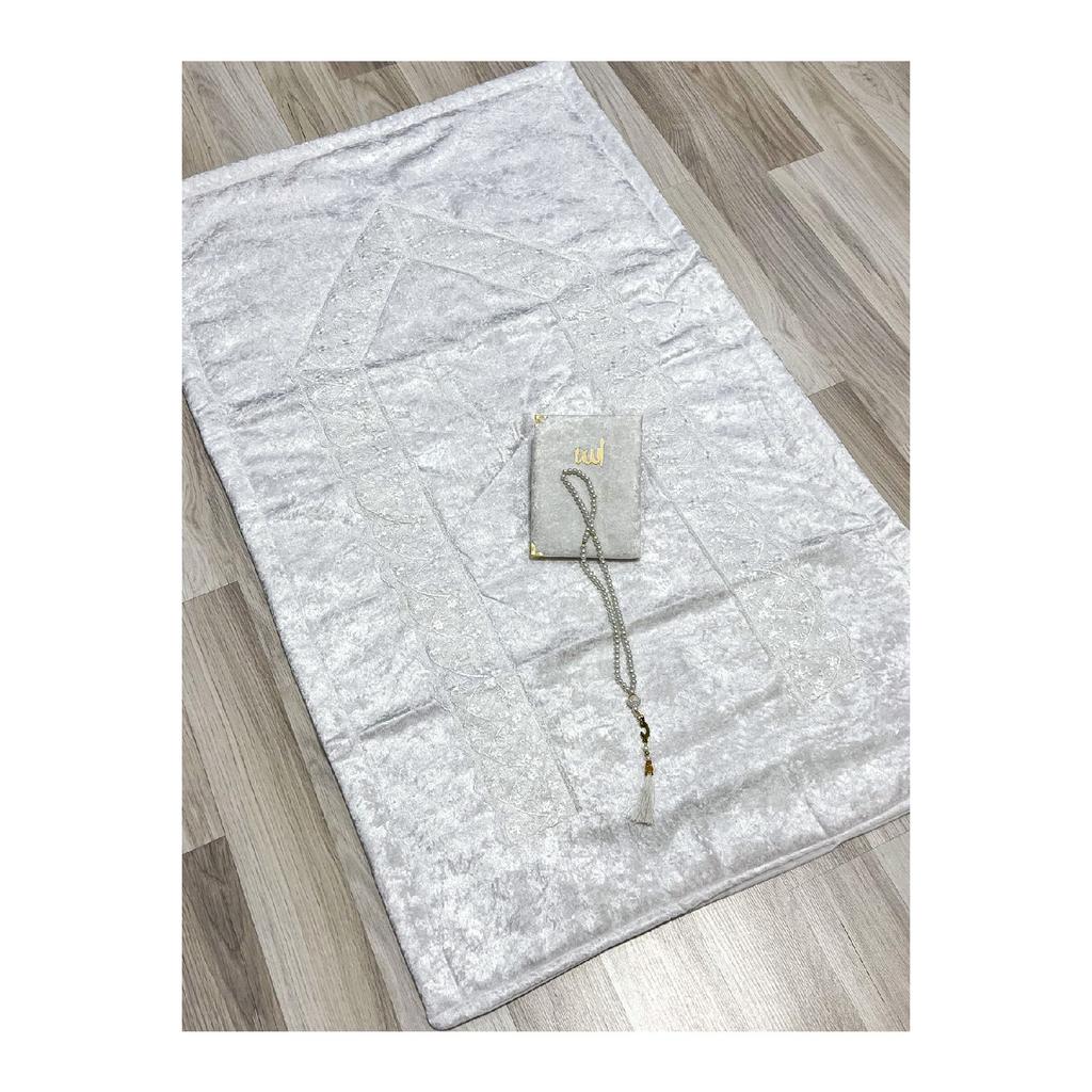 5 Piece Velvet Prayer Mat Set With Dowry Bundle Box Bride And Groom Set