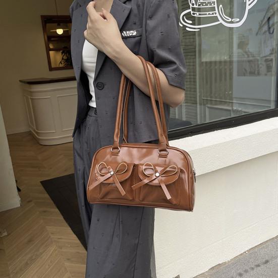 Женская сумка-тоут из искусственной кожи, наплечная сумка с милыми бантиками, водонепроницаемая повседневная сумка для поездок на работу, прогулок по улице, ежедневных дел