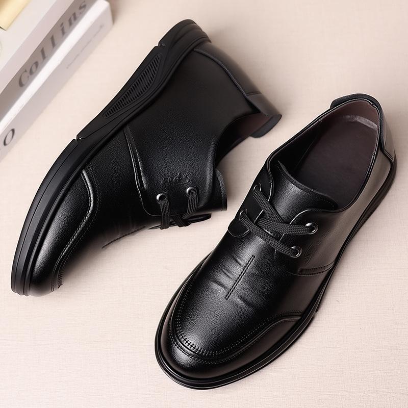 2024 осень новые мужские деловые кожаные туфли на шнуровке мужские повседневные туфли с мягкой подошвой и мягким лицевым элементом для пап среднего возраста 7706