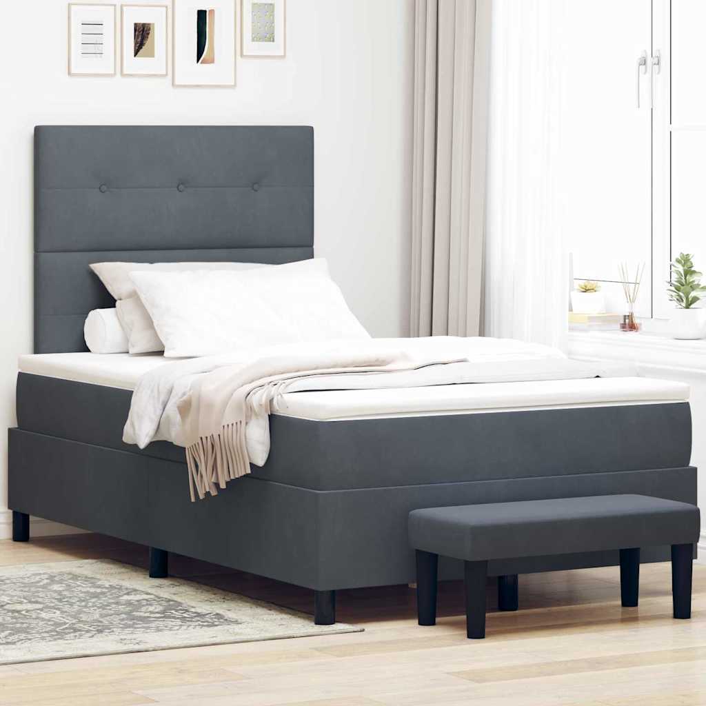 Box Spring Bed with Headboard Dark Gray 190 x 120 cm Velvet