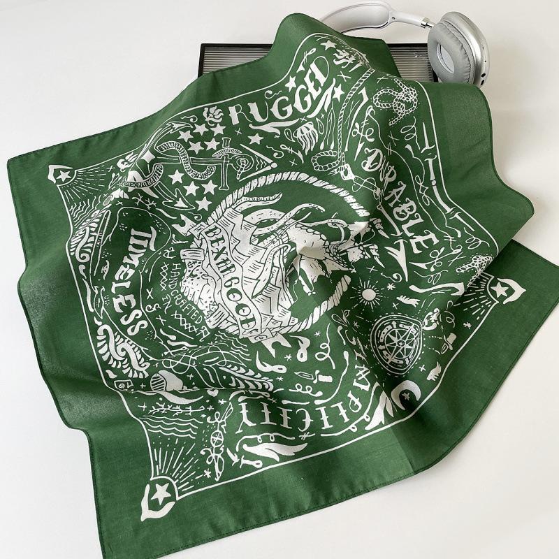 Sports Cycling Silk Scarf Cotton Square Scarf Hip-Hop Headscarf Square Scarf Versatile Trendy Men'S And Women'S Headband Hip-Hop Silk Scarf