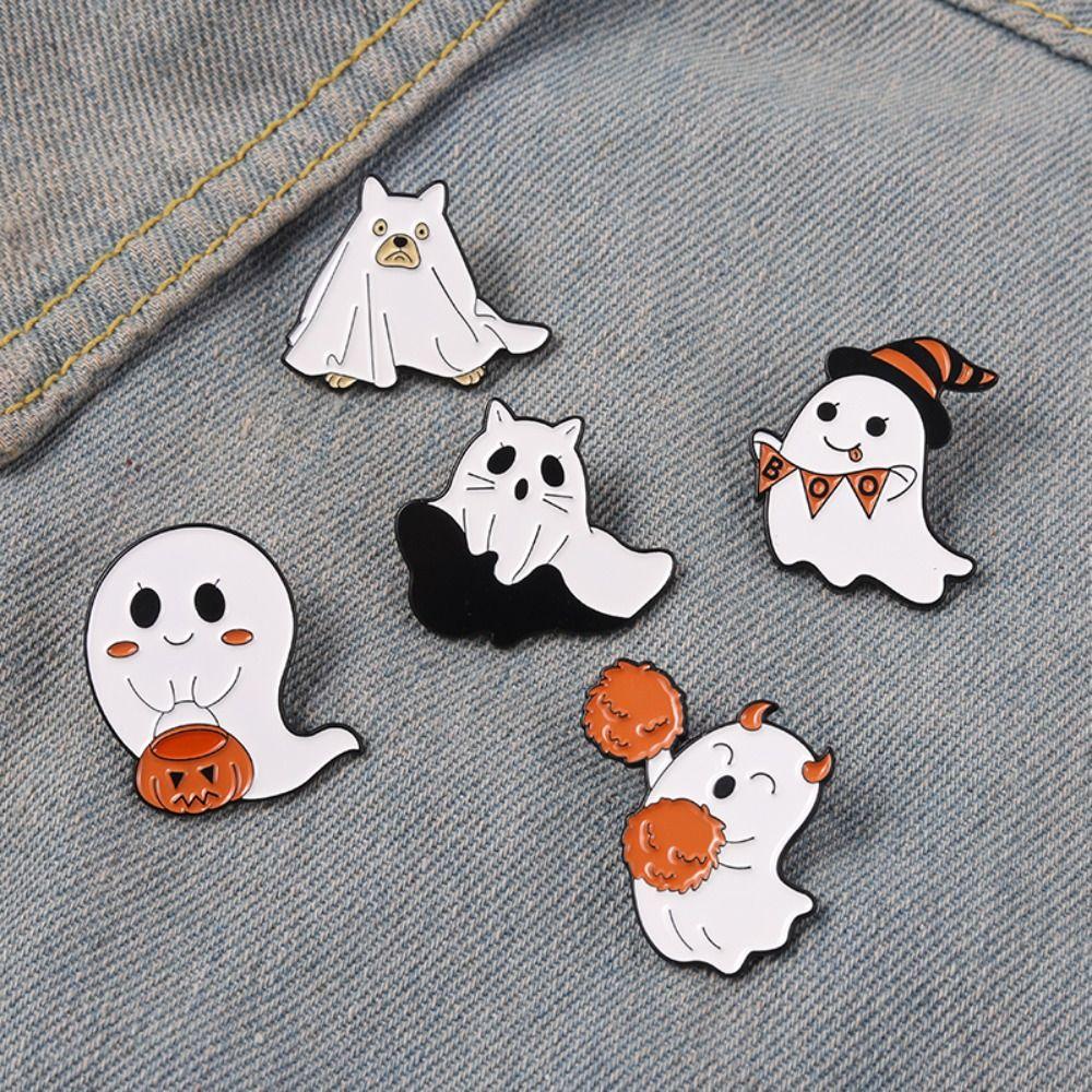 Zinc Zinc Alloy Halloween Ghost Brooches Enamel Halloween Brooches Ghost Enamel Pin  Gift for Kids