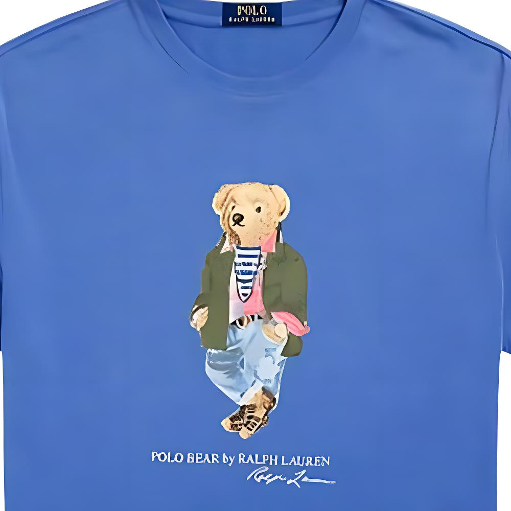 Polo Ralph Lauren Логотип Письменный Принт Узор Круглый Вырез Короткий Рукав Футболка Мужская Топы Синий 710958193-001