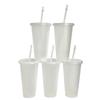 710Ml White Straw Cup With Lid Color Change Coffee Cup Reusable Cup Plastic Tumbler Matte Finish Coffee Mug Couple Cup