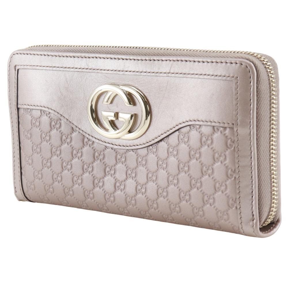 Gucci Interlocking G Purse 308012 Zip Around Pink Sima Leather Women Used