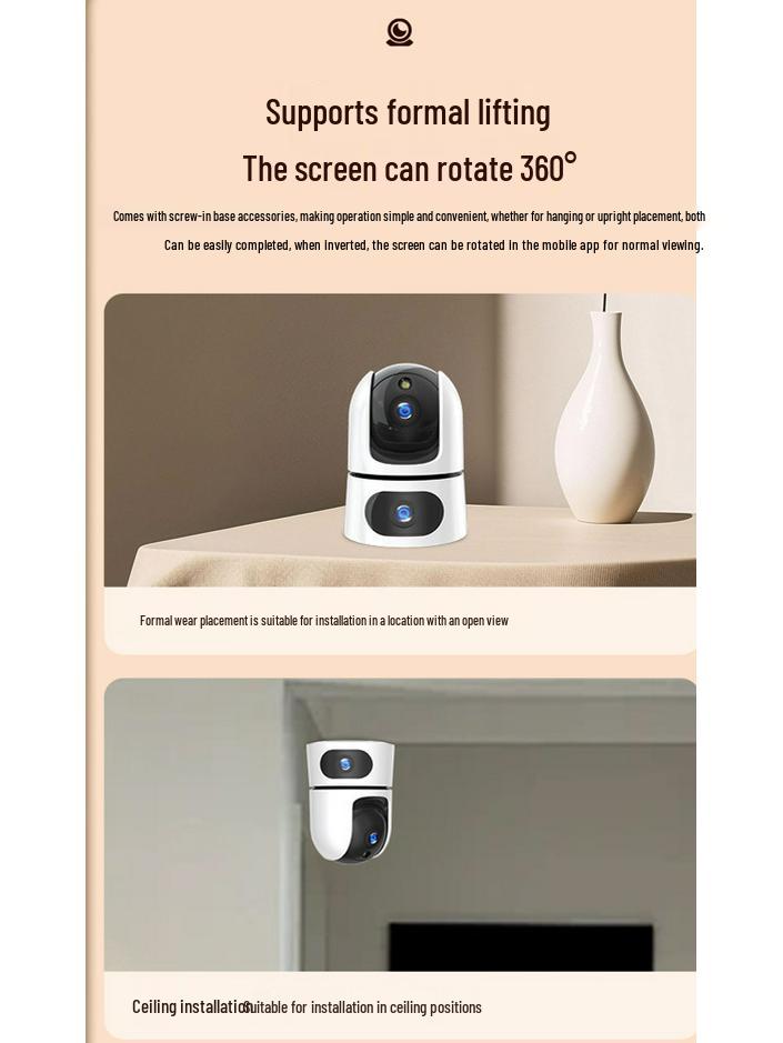 V380 Dual-Lens WiFi HD Smart Indoor Surveillance Camera