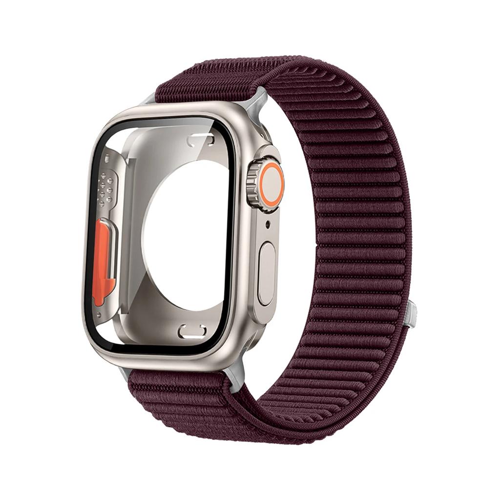 Нейлоновый ремешок+Чехол для Apple Watch Series 11 10 46 мм 9 8 7 41 мм/45 мм Стекло+Полный защитный бампер для Iwatch 6 5 4SE 44 мм 40 мм Браслет