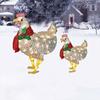 Luminous Chicken with Scarf Holiday Decoration, LED Christmas Outdoor Decoration, Christmas Garden Art with Lights