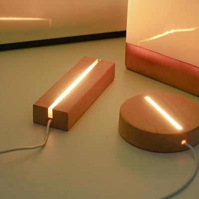 Световой держатель для лампы Diy из массива дерева, 3D акриловый светодиодный ночник из массива дерева, украшение для комнаты, украшение для гостиной