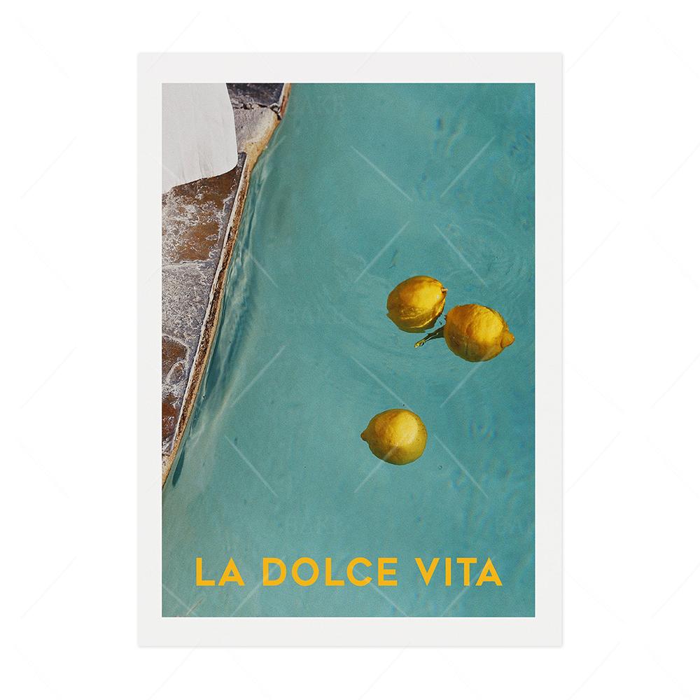 Картина на холсте, постер La Dolce Vita, настенные панно с лимонным бассейном, скандинавский винтажный итальянский летний синий цвет, искусство для гостиной