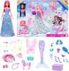 Barbie Advent Calendar Doll 24 Surprise Accessories Including a Unicorn 3 Transform Fashion Doll Into a Fairy and & & Pets, Pink-haired Mermaid, More.
