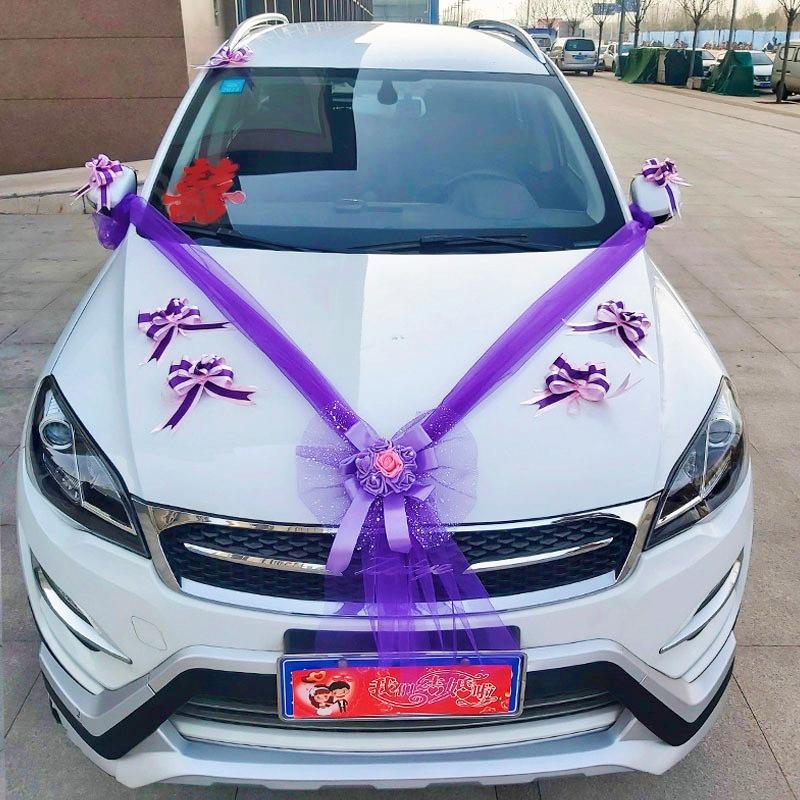 1 комплект свадебных украшений для автомобиля, искусственные цветы, вытягиваемые цветы, ленты для дверных ручек, шелковые цветы, принадлежности для вечеринок и фестивалей