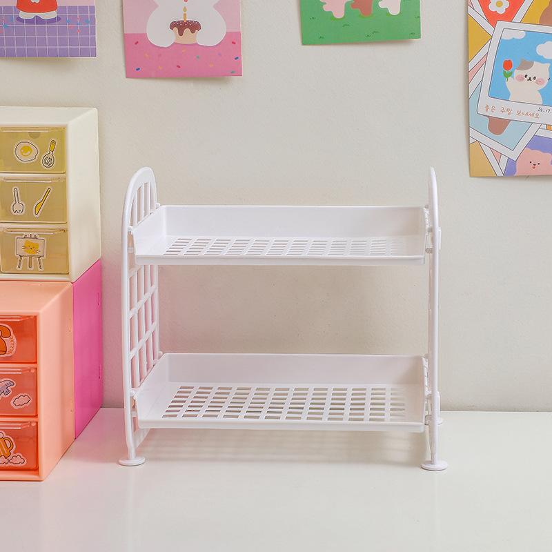 Cosmetic Jewelry Double-layer Folding Storage Rack Simple Home Desktop Bathroom Rack
