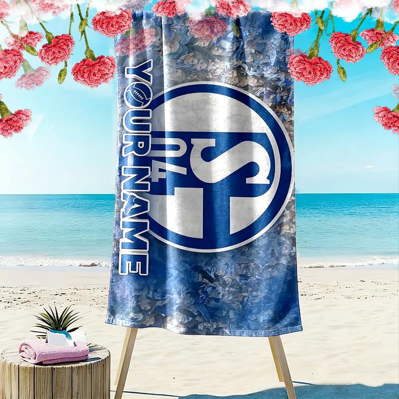 Custom Name,FC Schalke 04 Print Beach Towel, Large Soft Quick Dry Towel for Beach Camping Swimming