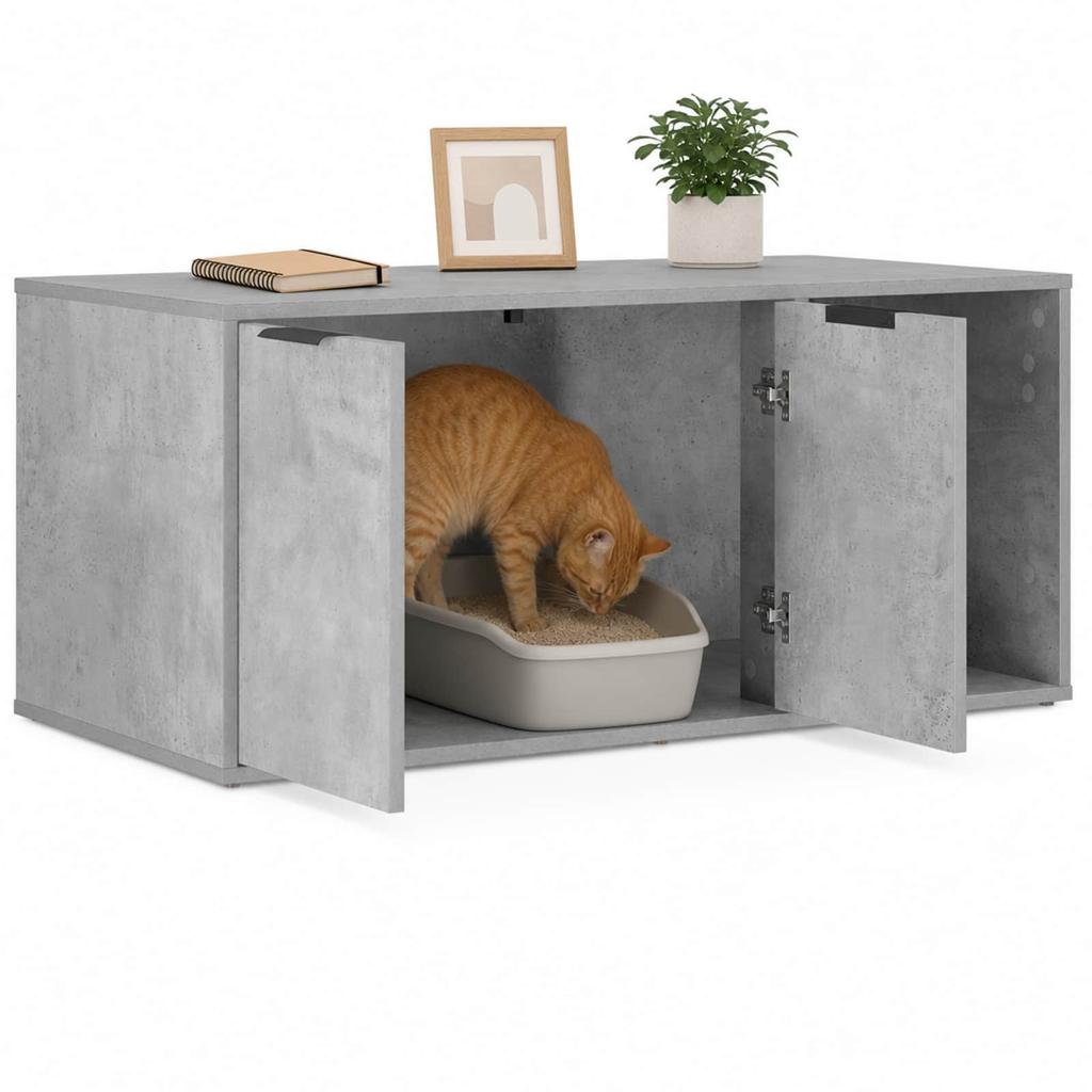 Cat Litter Box Furniture Concrete Grey 100 x 49 x 45 cm Engineered Wood