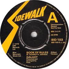 7-дюймовая пластинка GALAXY - Book Of Rules SID103 SIDEWALK 1979 UK Танцевальная и электронная музыка Б/у