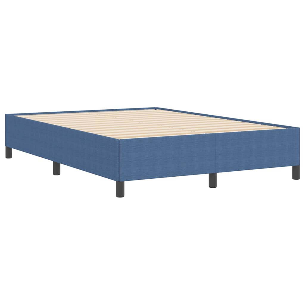 Blue Box Spring Bed 140 x 190 cm Cord Fabric