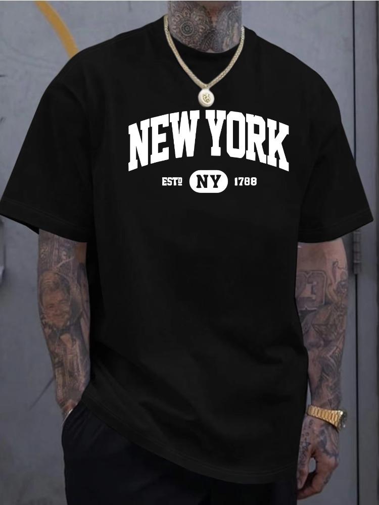 100 Pure Cotton Unisexs Casual Loose And Fashionable New York Letter Printed Sports Breathable Short Sleeved Round Neck Tshirt