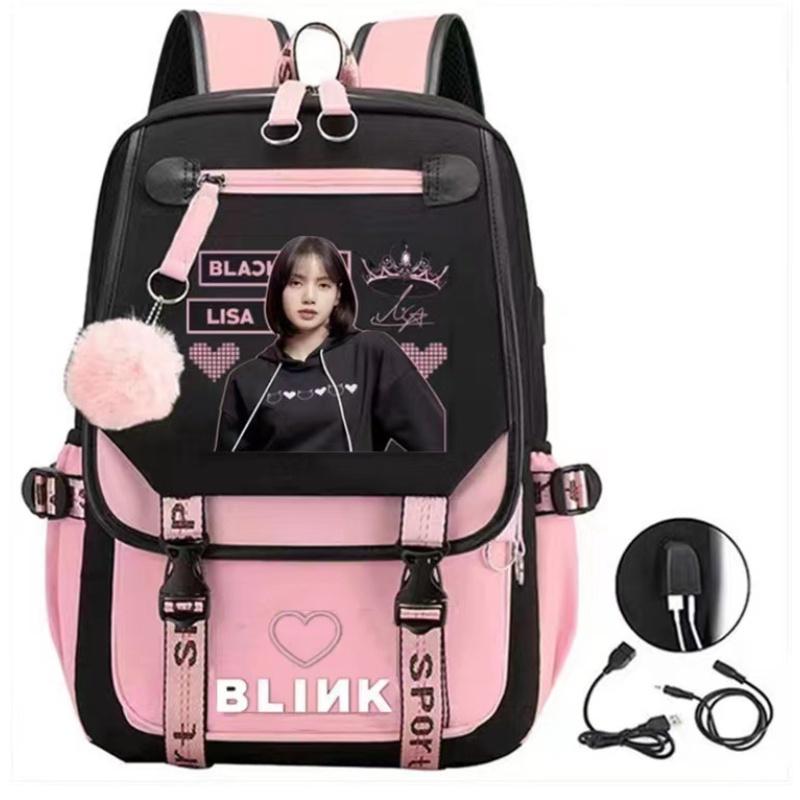 Унисекс Рюкзак в стиле Blackpink Лиса Звездное небо Оксфордская ткань Повседневная Дорожная Сумка